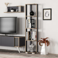 Bücherregal Aalestrup mit 4 Ebenen 153x34x26cm Anthrazit Holz-Optik