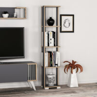 Bücherregal Aalestrup mit 4 Ebenen 153x34x26cm Anthrazit Holz-Optik