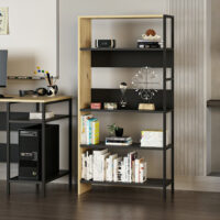 Bücherregal Herlev mit 4 Ablagen Artisan Eicheoptik Schwarz