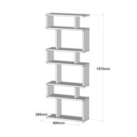 Standregal Sherma mit 6 Ablagen 157x60x20cm Weiss/Walnuss