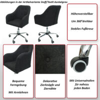 Bürostuhl Bétera mit Armlehne Kunstleder schwarz