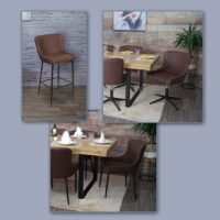 Bürostuhl Drehstuhl Vintage Metall ~ Stoff/Textil braun