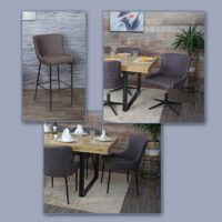 Bürostuhl Drehstuhl Vintage Metall ~ Stoff/Textil dunkelgrau