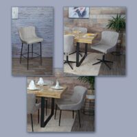 Bürostuhl Drehstuhl Vintage Metall ~ Stoff/Textil grau