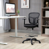 Bürostuhl Ergonomischer Computerstuhl mit Fussstütze Mesh Schwarz