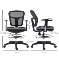 Bürostuhl Ergonomischer Computerstuhl mit Fussstütze Mesh Schwarz