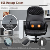 Bürostuhl Massage ergonomisch Schwarz 60 x 70 x 109-119 cm