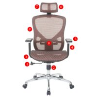 Bürostuhl Sliding-Funktion Textil mit Nackenstütze mandarin