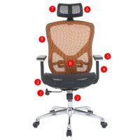 Bürostuhl Sliding-Funktion Textil mit Nackenstütze schwarz/orange