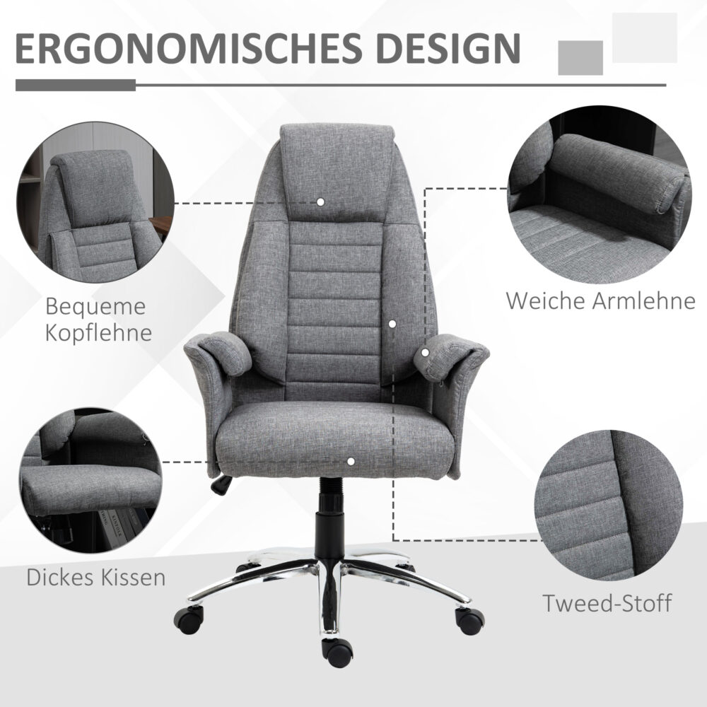 Bürostuhl Stoff + Metall 68x69x116-126cm Grau