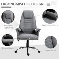 Bürostuhl Stoff + Metall 68x69x116-126cm Grau