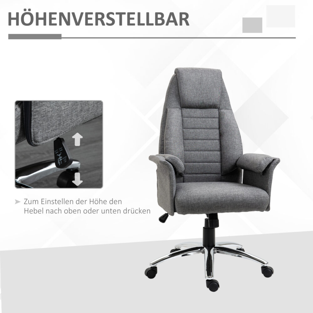 Bürostuhl Stoff + Metall 68x69x116-126cm Grau
