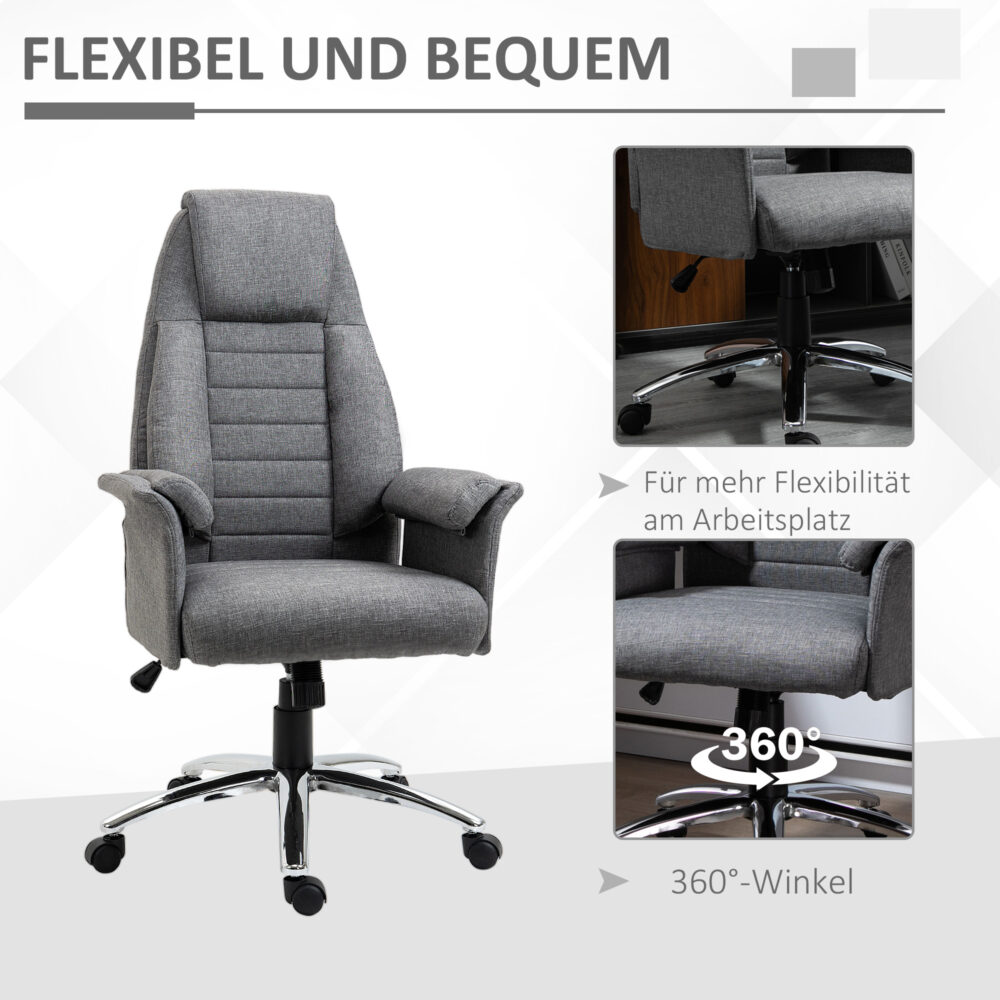 Bürostuhl Stoff + Metall 68x69x116-126cm Grau
