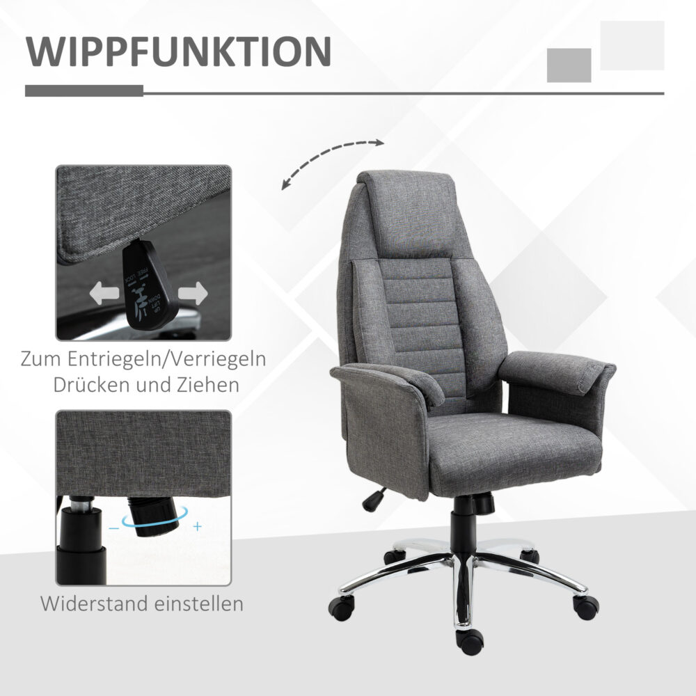 Bürostuhl Stoff + Metall 68x69x116-126cm Grau