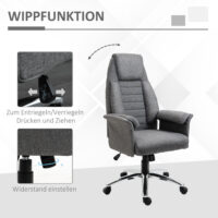 Bürostuhl Stoff + Metall 68x69x116-126cm Grau