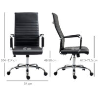 Bürostuhl Wippfunktion gepolstert ergonomisch PU-Leder Schwarz