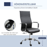Bürostuhl Wippfunktion gepolstert ergonomisch PU-Leder Schwarz
