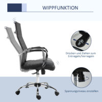 Bürostuhl Wippfunktion gepolstert ergonomisch PU-Leder Schwarz
