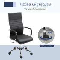 Bürostuhl Wippfunktion gepolstert ergonomisch PU-Leder Schwarz