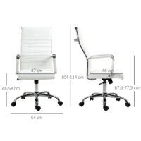 Bürostuhl Wippfunktion gepolstert ergonomisch PU-Leder Weiss