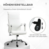 Bürostuhl Wippfunktion gepolstert ergonomisch PU-Leder Weiss