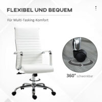 Bürostuhl Wippfunktion gepolstert ergonomisch PU-Leder Weiss