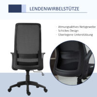 Bürostuhl ergonomisch 360°-Drehräder Schwarz