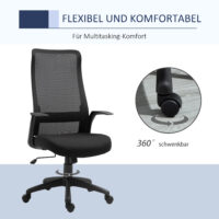 Bürostuhl ergonomisch 360°-Drehräder Schwarz