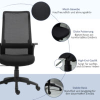 Bürostuhl ergonomisch 360°-Drehräder Schwarz