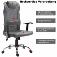 Bürostuhl ergonomisch Kunstleder Grau 66x73x108-118cm