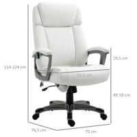 Bürostuhl mit 6 Massagepunkte ergonomisch Kunstleder Weiss