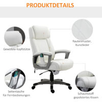 Bürostuhl mit 6 Massagepunkte ergonomisch Kunstleder Weiss