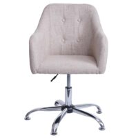 Bürostuhl mit Armlehne drehbar höhenverstellbar Textil creme