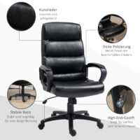 Bürostuhl mit Wippfunktion Schwarz 66x66x107-114cm