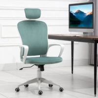 Bürostuhl mit Wippfunktion ergonomisch mit Kopfstütze Türkis