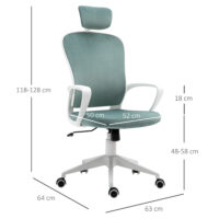 Bürostuhl mit Wippfunktion ergonomisch mit Kopfstütze Türkis