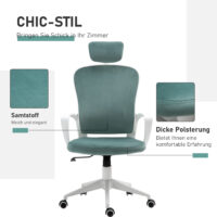 Bürostuhl mit Wippfunktion ergonomisch mit Kopfstütze Türkis