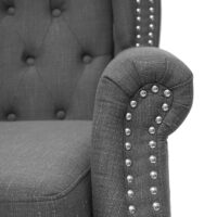 Chesterfield Sessel Ohrensessel Stoff dunkelgrau mit Ottomane