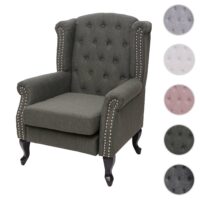 Chesterfield Sessel Ohrensessel Stoff grün