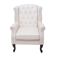 Chesterfield Sessel Ohrensessel creme-weiss