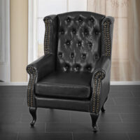 Chesterfield Sessel Ohrensessel ~ schwarz