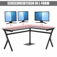 Computertisch Eckschreibtisch L-förmig schwarz 155x130x76cm