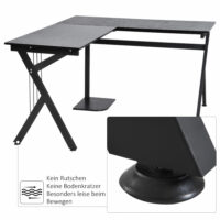 Computertisch Eckschreibtisch L-förmig schwarz 155x130x76cm