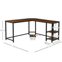 Computertisch L-förmiger Eckschreibtisch mit PC Halter 150x150x76cm
