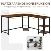 Computertisch L-förmiger Eckschreibtisch mit PC Halter 150x150x76cm