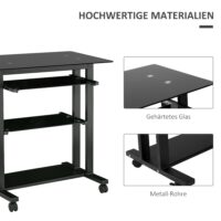 Computertisch Schreibtisch Bürotisch Hartglas und Auszügen