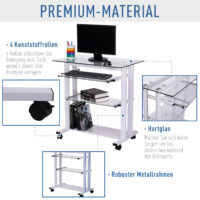 Computertisch Schreibtisch Bürotisch Hartglas und Auszügen