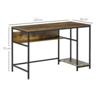 Computertisch Schreibtisch mit Ablagen 120x60x75cm