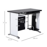 Computertisch Schreibtisch mit Schubladen 100x52x75cm