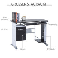 Computertisch Schreibtisch mit Schubladen 100x52x75cm